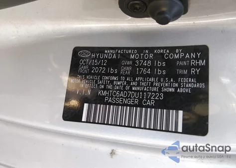 2013 Hyundai Veloster Base W/Black from USA, damaged, VIN KMHTC6AD7DU117223